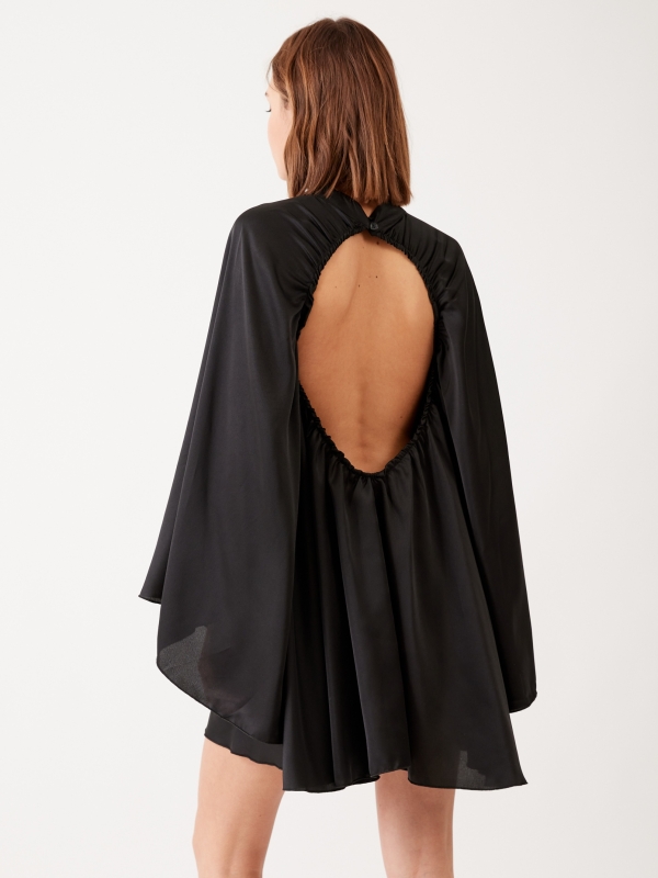 Gala- Cut Out Draped Satin Mini Dress In Black