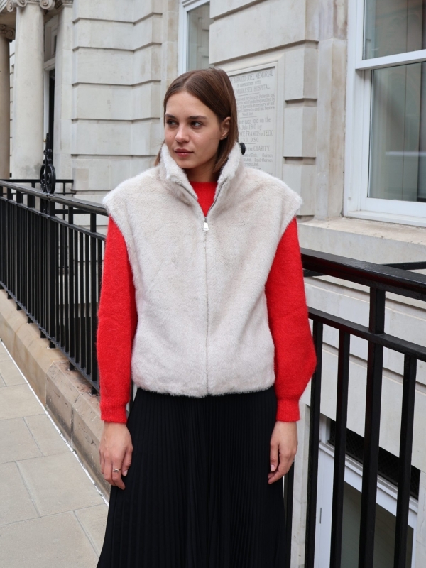 Mila- Faux Fur Gilet In Cream
