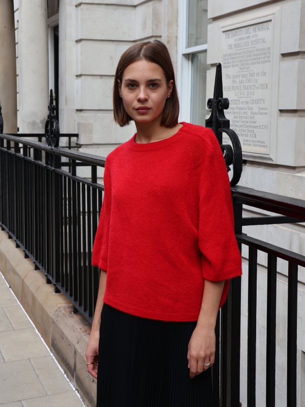 Anita - three-quarter length sleeves sweater in red