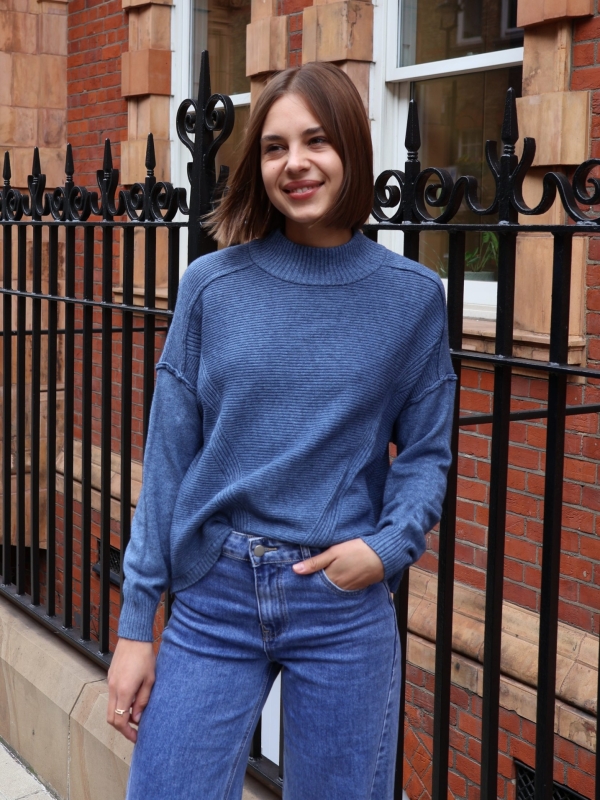 Jade -viscose-blend turtleneck Sweater In denim blue