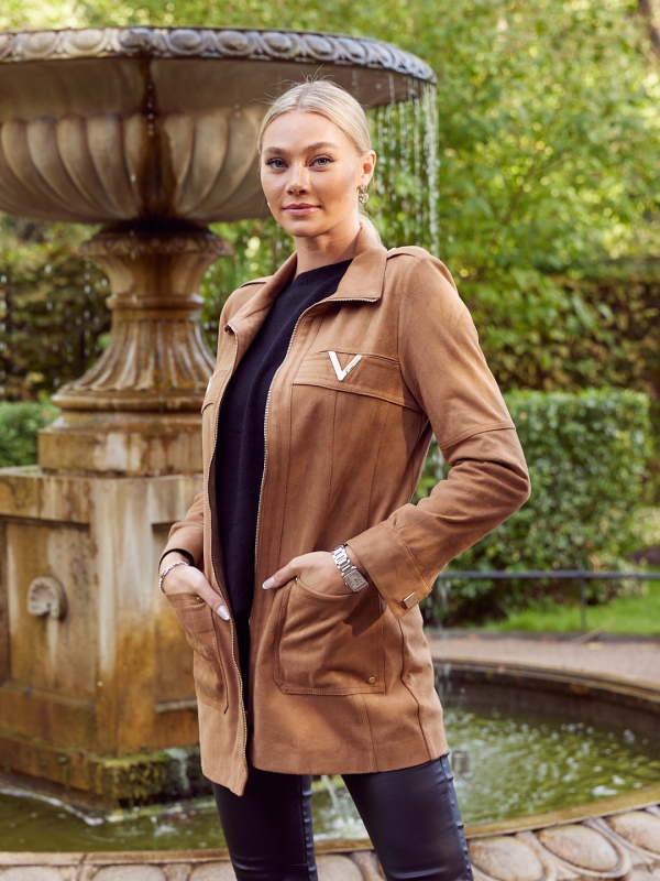 Eliza - Faux Leather Jacket In camel