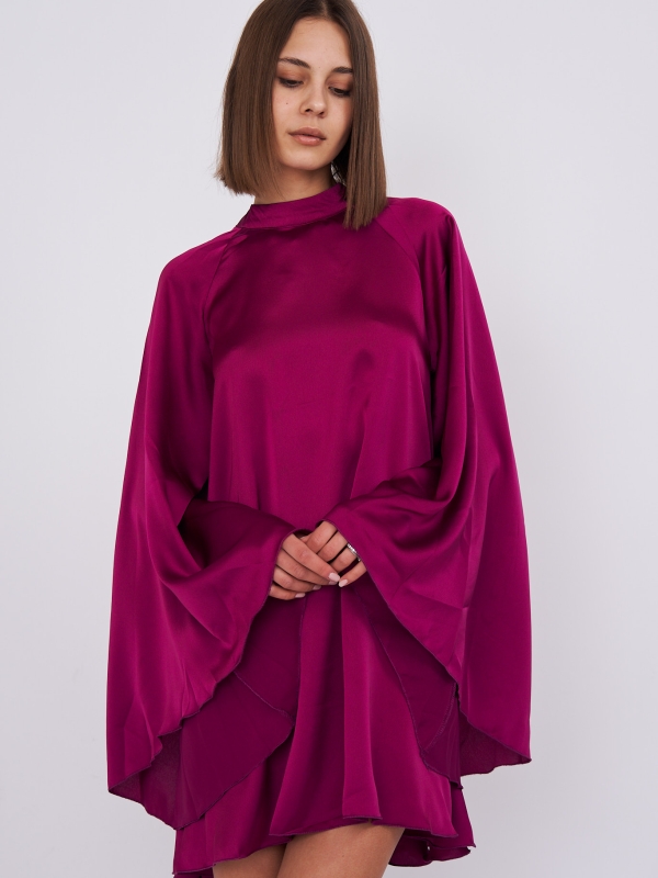 Gala- Cut Out Draped Satin Mini Dress In Raspberry