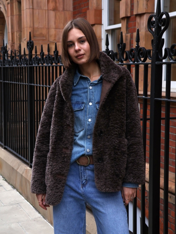 Stella -  Faux Fur coat in brown