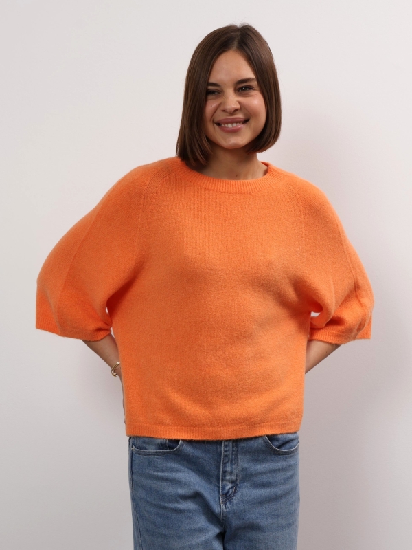 Anita - three-quarter length sleeves sweater in orange