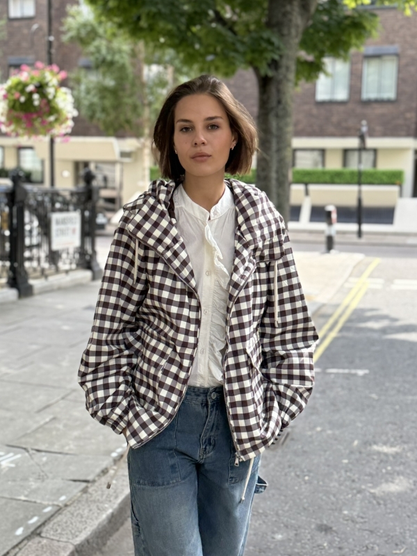 Gia - gingham hooded jacket