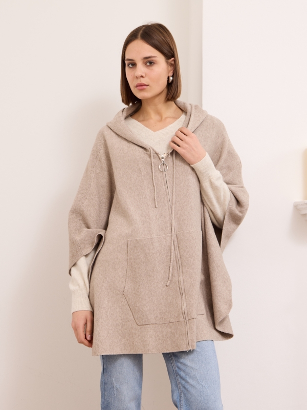 CHLOE- ZIP CARDIGAN taupe