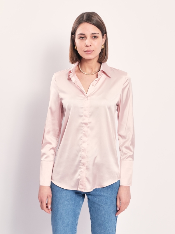 Alexis -Satin Shirt In Blush