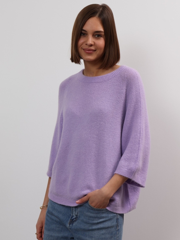 Anita - three-quarter length sleeves sweater in lilac