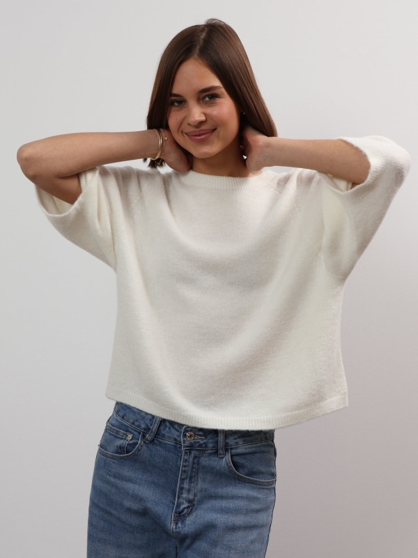Anita - three-quarter length sleeves sweater in ecru