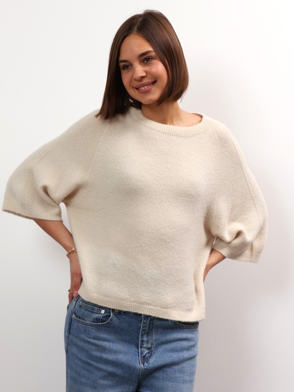 Anita - three-quarter length sleeves sweater in beige