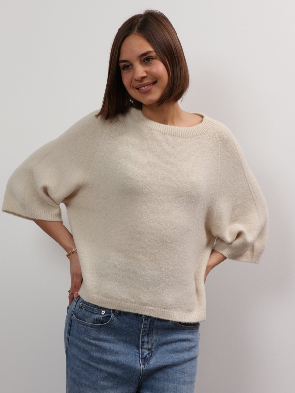 Anita - three-quarter length sleeves sweater in beige