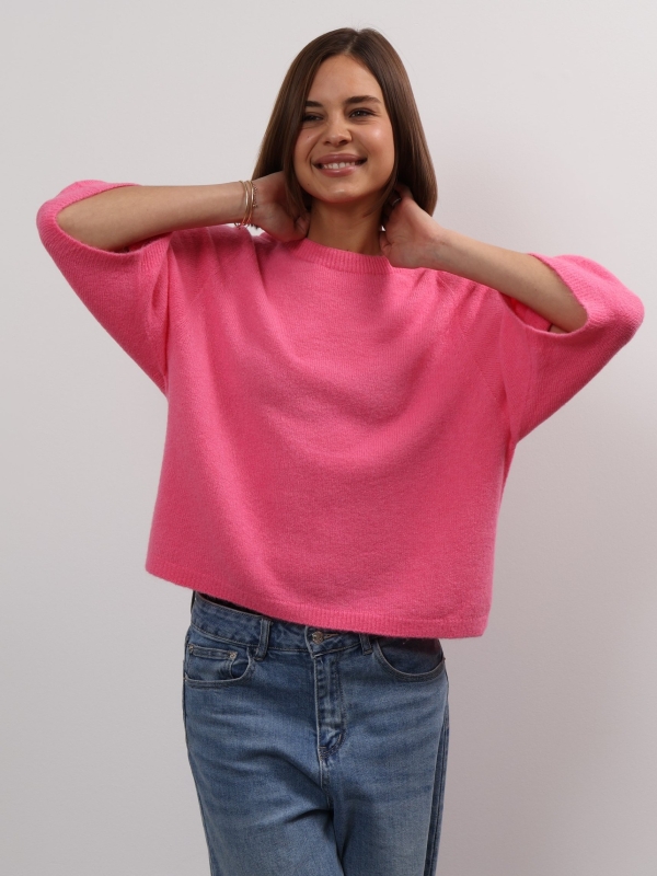 Anita - three-quarter length sleeves sweater in pink