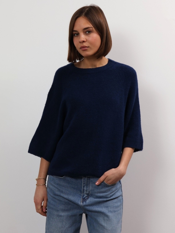 Anita - three-quarter length sleeves sweater in navy