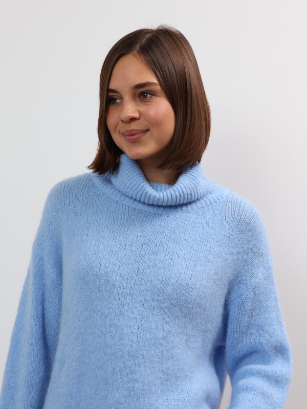 Mandy - Wool Turtleneck Sweater In blue