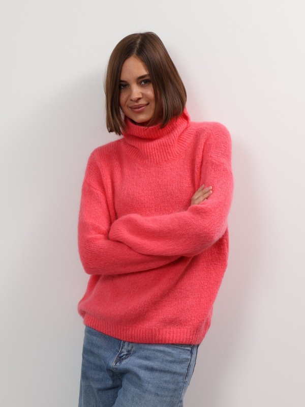 Mandy - Wool Turtleneck Sweater In coral