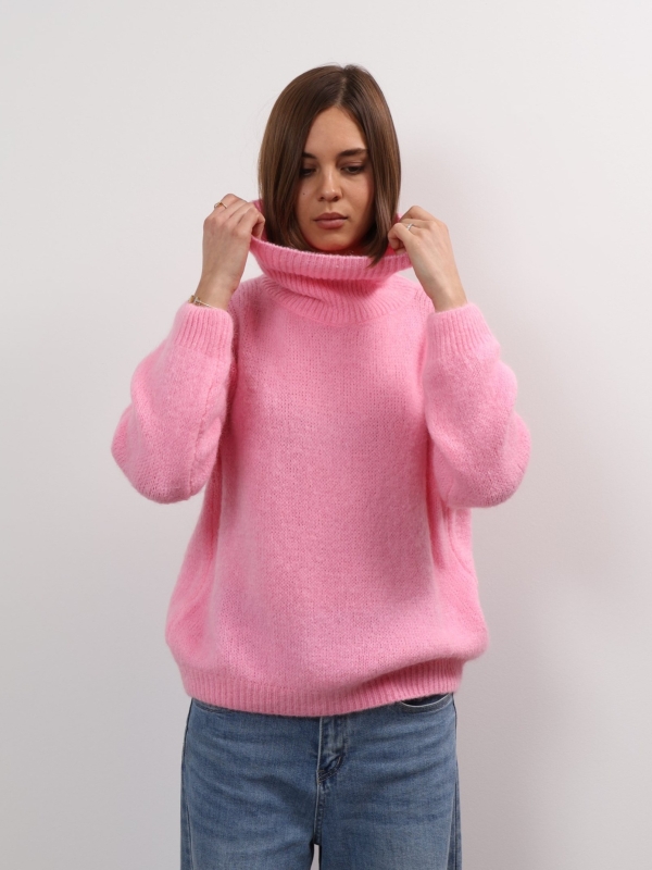Mandy - Wool Turtleneck Sweater In Pink
