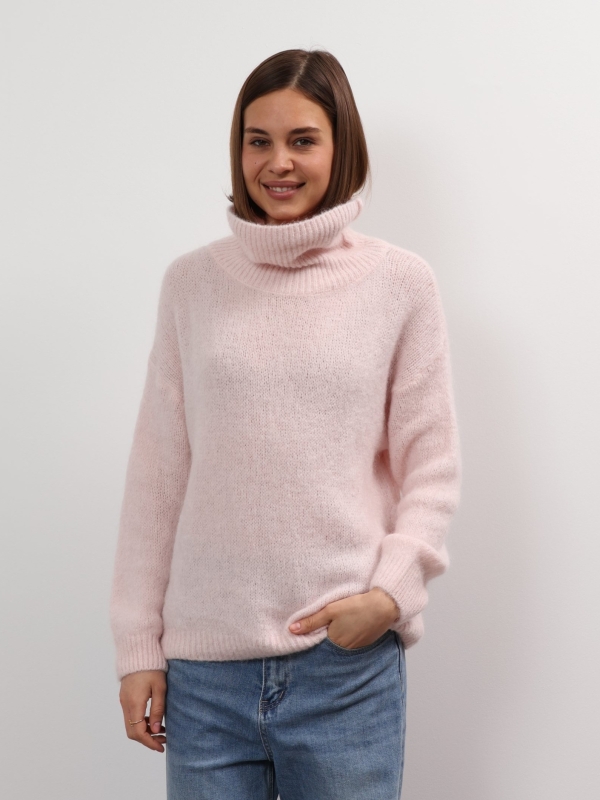 Mandy - Wool Turtleneck Sweater In pale pink