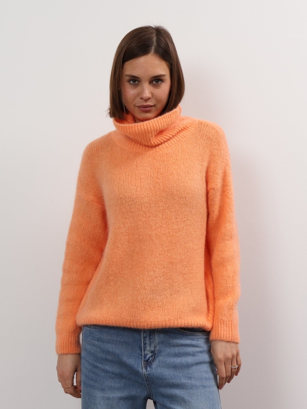 Mandy - Wool Turtleneck Sweater In orange