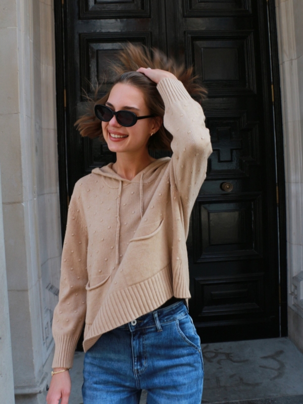 Frankie -viscose-blend hooded Sweater In beige