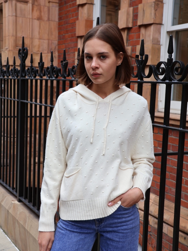 Frankie -viscose-blend hooded Sweater In ecru