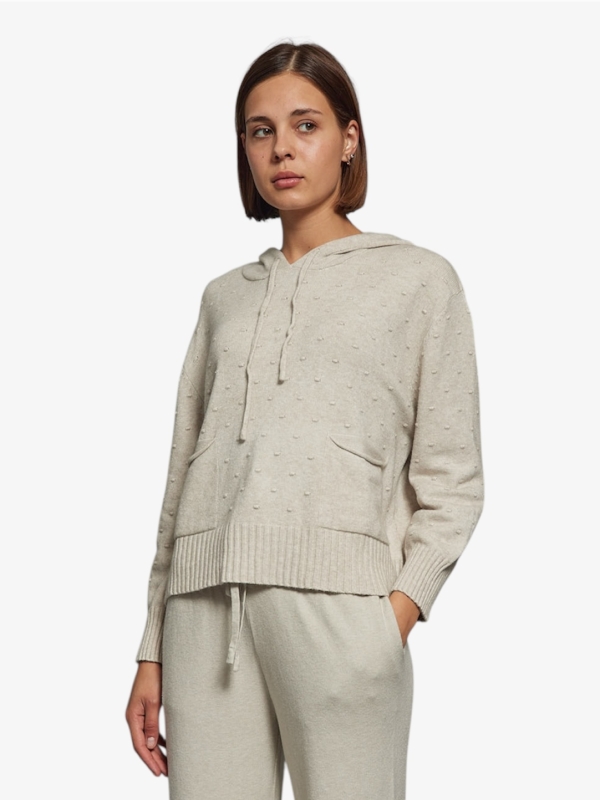 Frankie-viscose-blend hooded Sweater In oatmeal