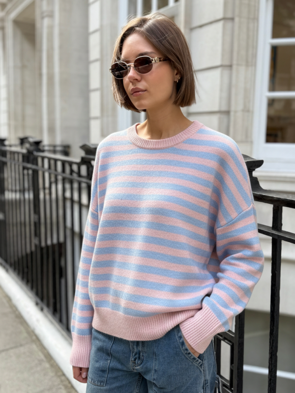 Charlie -Striped Sweater In Pink And Blue