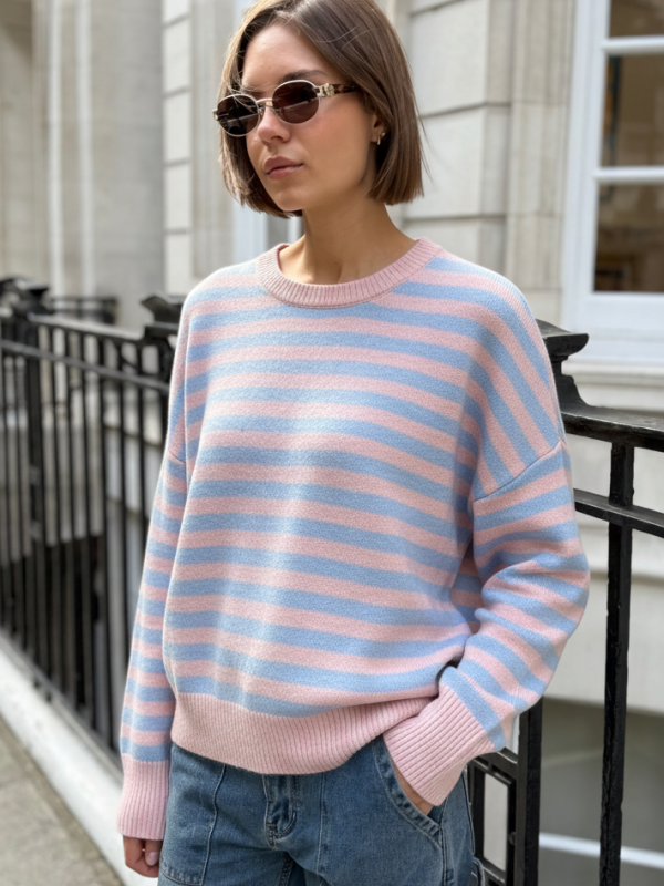 Charlie -Striped Sweater In Pink And Blue