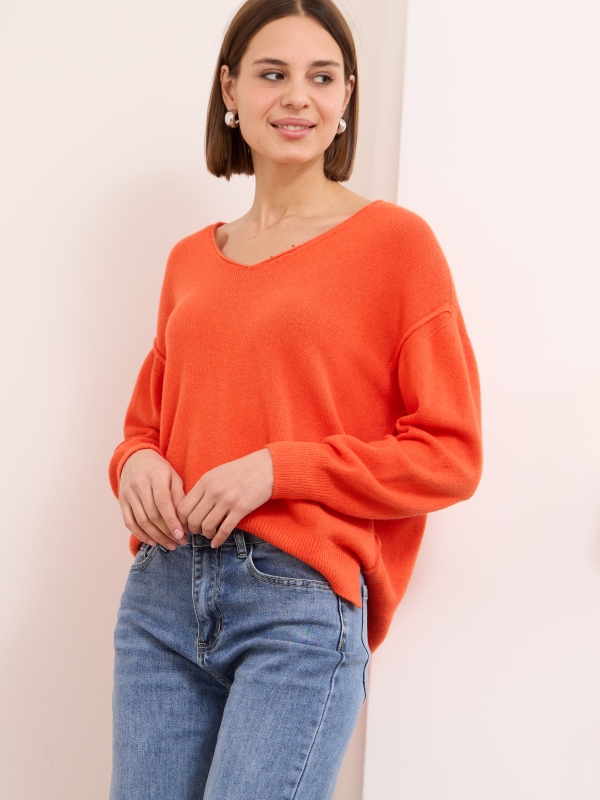 Celine - V Neck Sweater In Orange (Copy)