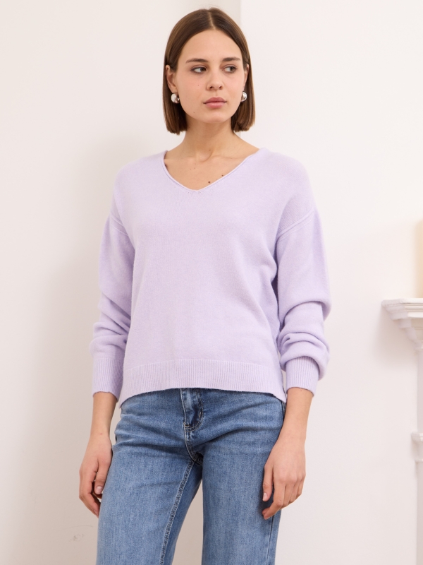 Celine - V Neck Sweater In Lilac
