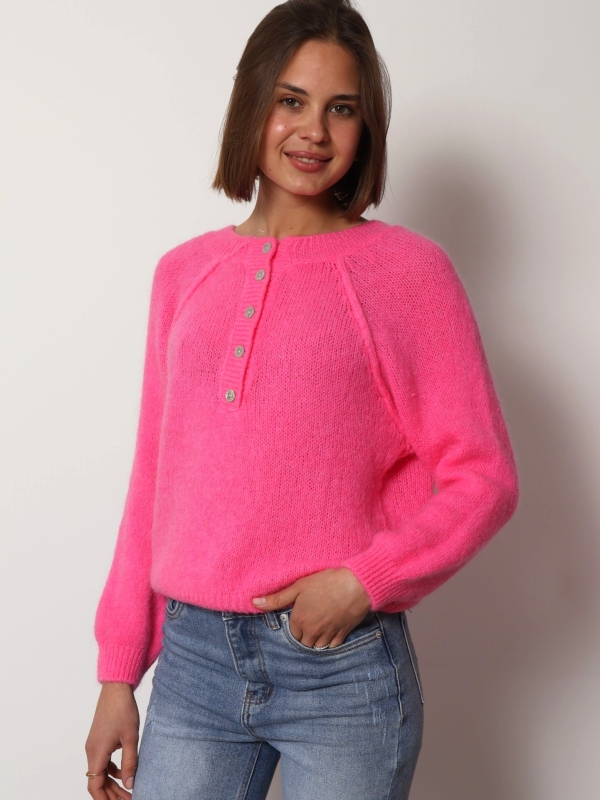 Mia - Button Detail Jumper in pink