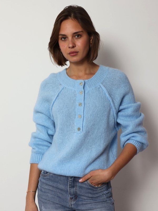 Mia - Button Detail Jumper in blue