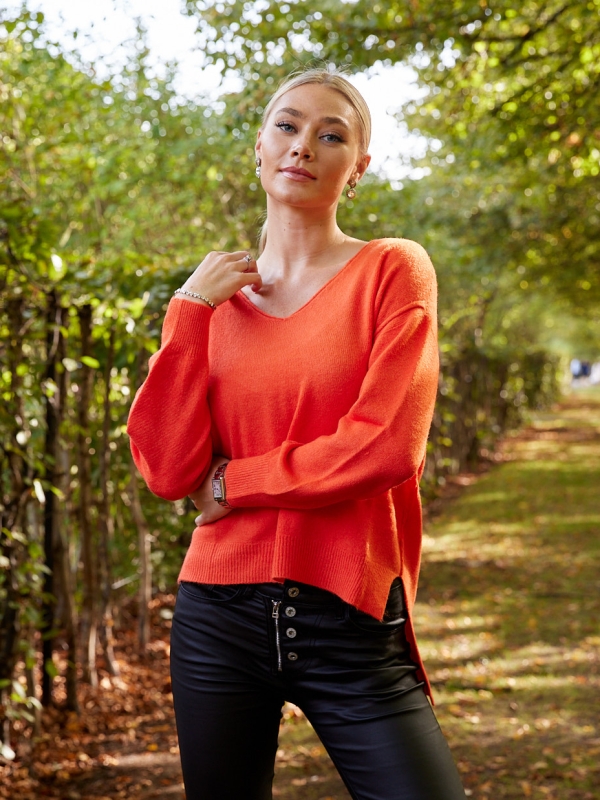 Celine - V Neck Sweater In Orange