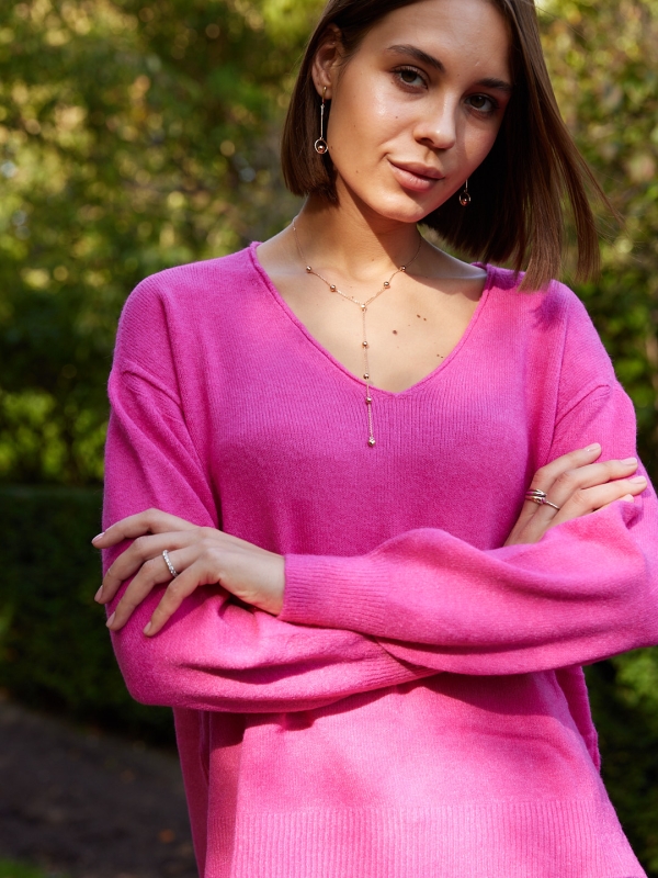Celine - V Neck Sweater In pink