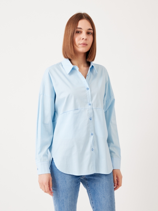 Emma - Cotton Shirt In Blue