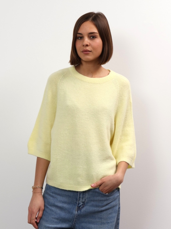 Anita - three-quarter length sleeves sweater in lemon