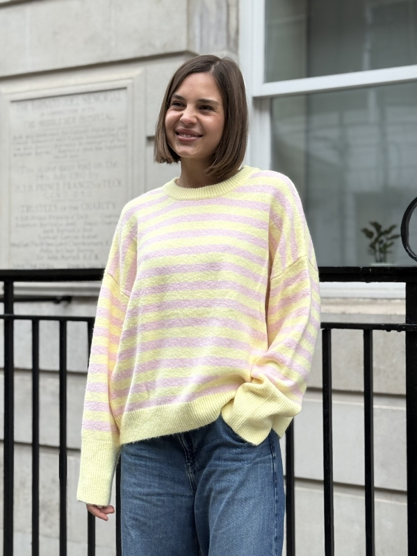 Charlie -Striped Sweater In Blue Yellow And Pink