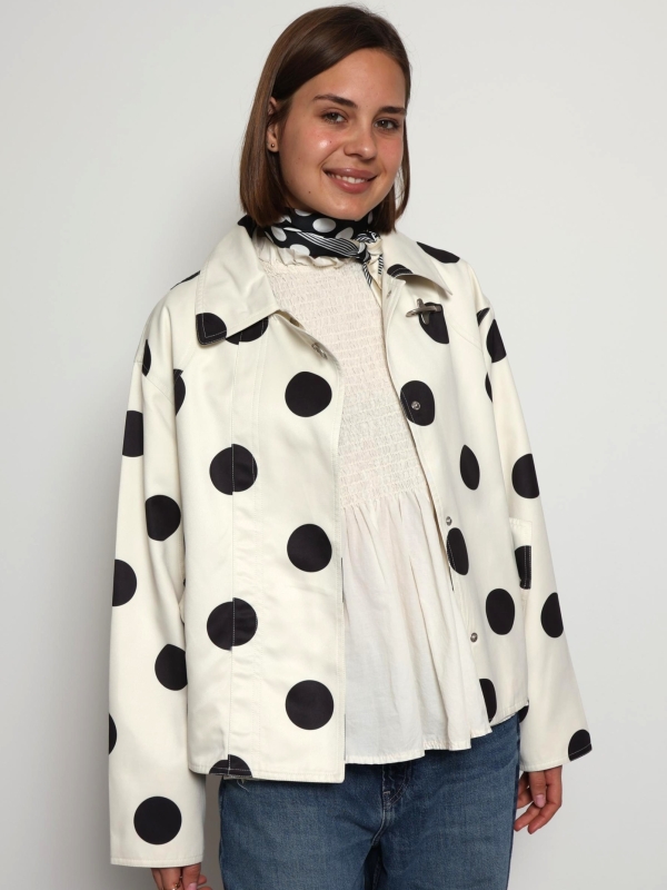 Donna - Cream Polka Dot Casual Spring Jacket