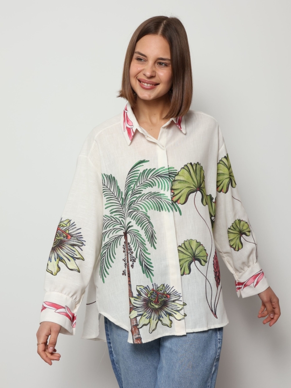 Lola - Playful Print Relaxed Shirt Lotus