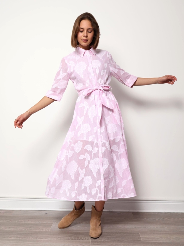 Harley- Cotton Shirt Dress in pale pink