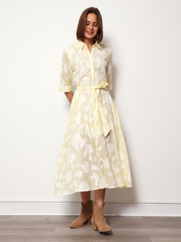 Harley- Cotton Shirt Dress in yellow