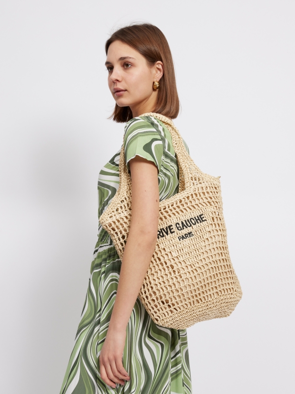 Molly - crocheted raffia tote in beige