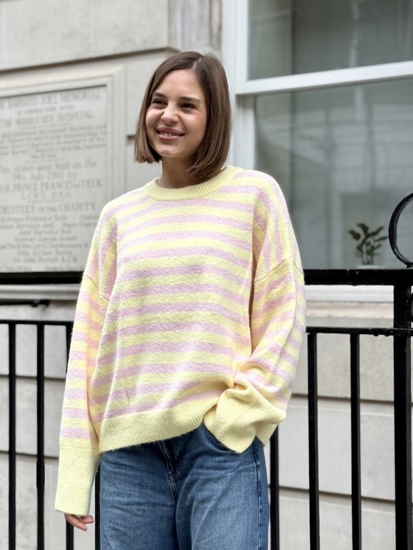 Charlie -Striped Sweater In Blue Yellow And Pink