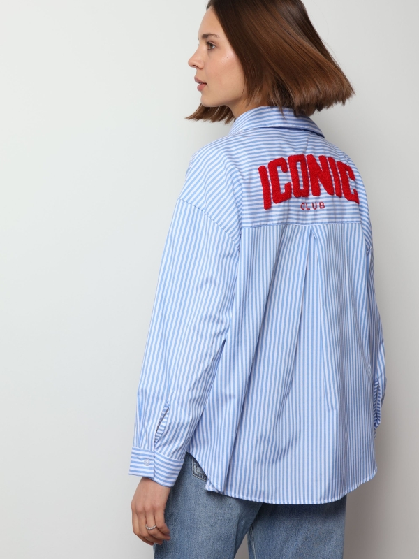 Isla - Striped Shirt with Iconic Back Embellishment In red