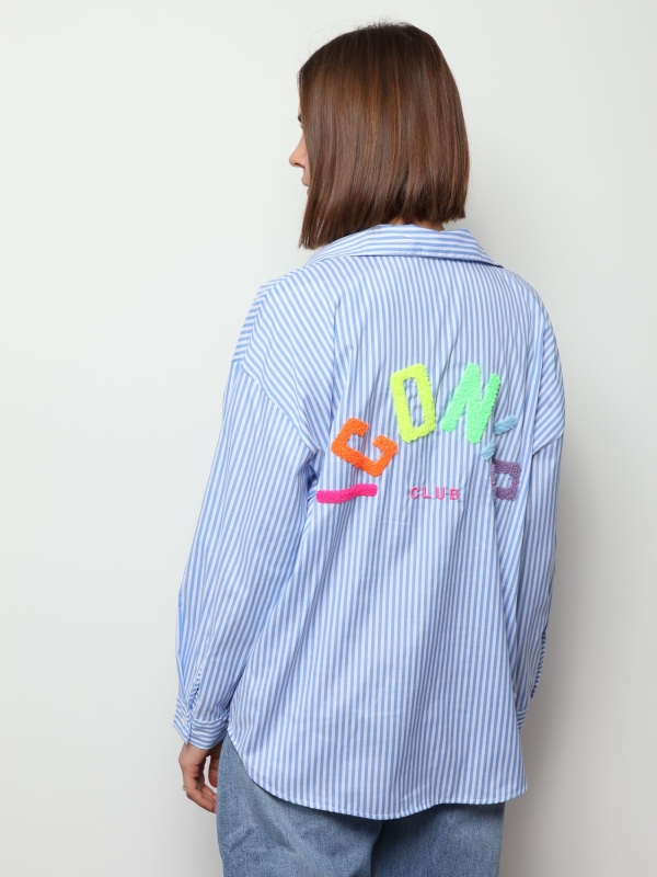 Isla - Striped Shirt with Iconic Back Embellishment In rainbow