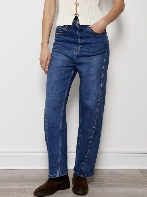 Ella Grace - Barrel Studded Denim Jeans