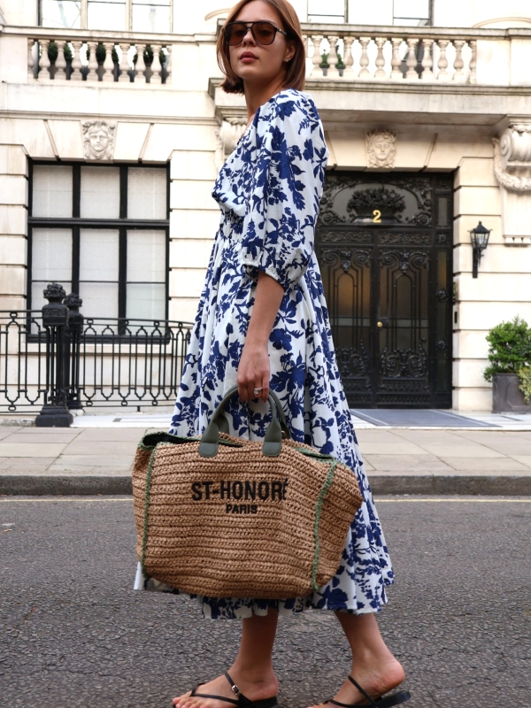 Hayle - crocheted raffia tote in neutral and khaki