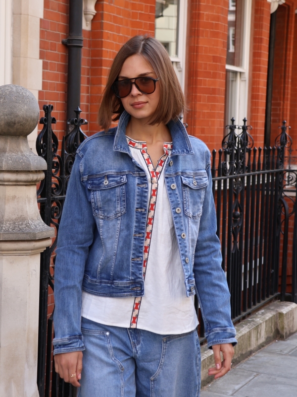 Angelina - Angel Wings Studded Denim Jacket