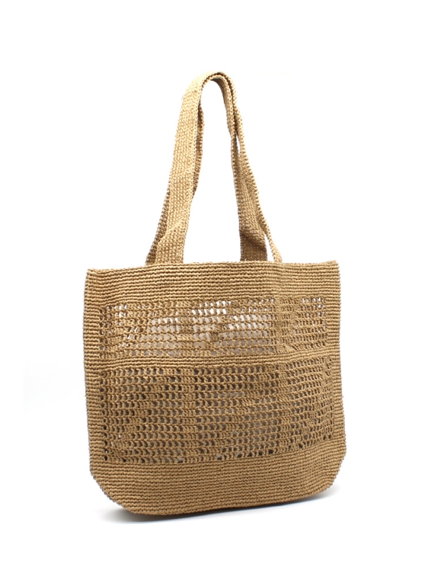 Mandy - crocheted raffia tote in beige