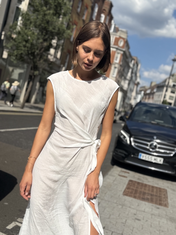 Viviana - ruched midi Dress In white