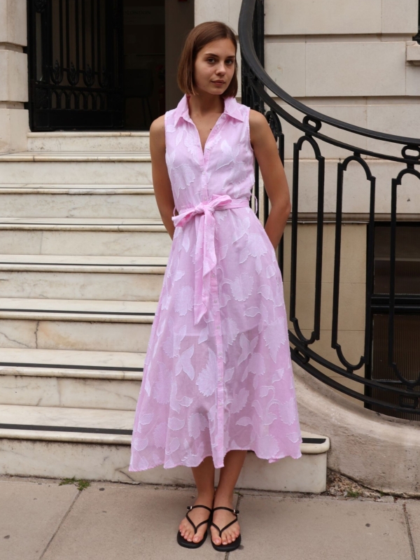 Presley- Cotton Shirt Dress in pale pink